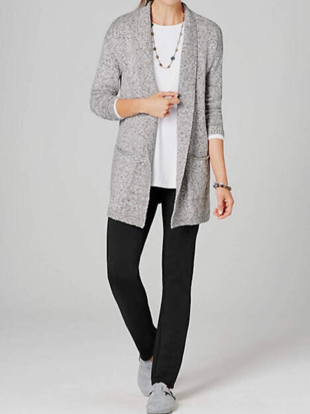 J. Jill Pure Jill Marled Open-Front Cardi S